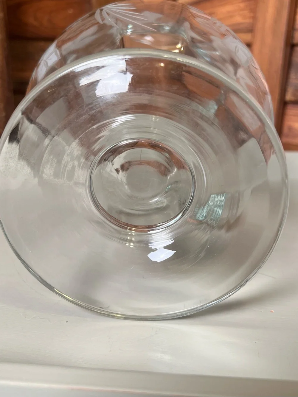 Etched Glass Pitcher with Grapevine Motif - Clear